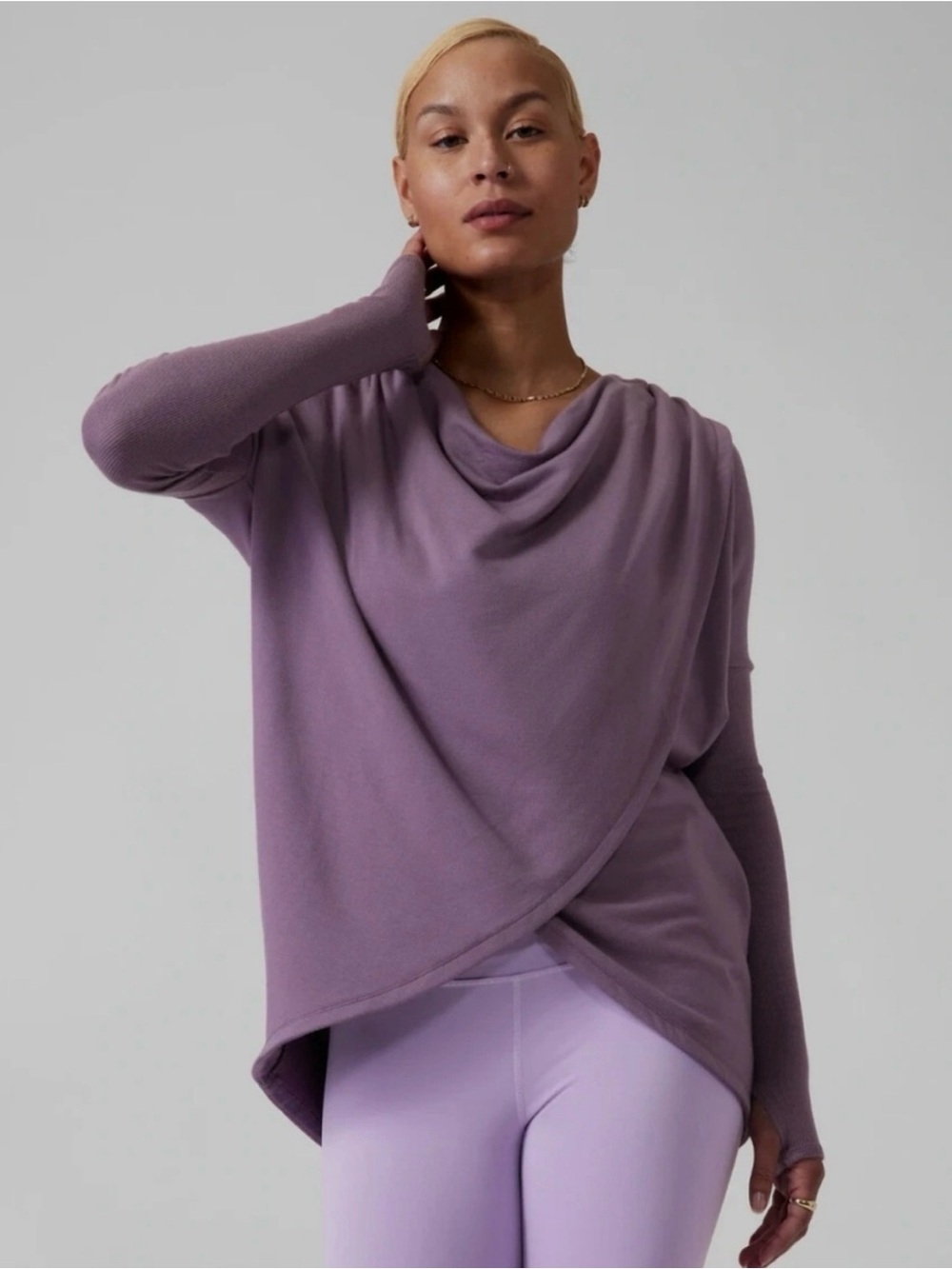 ATHLETA Purana Wrap Sweatshirt in Dark Sky Violet Oversized Yoga Size M